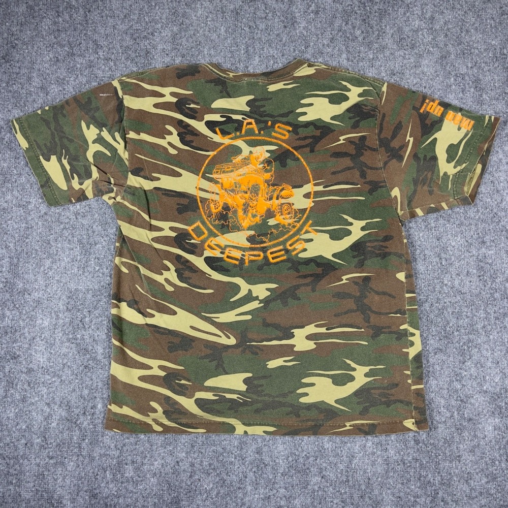 Code V Graphic T-Shirt Mens XL Green Camo Pride Runs Deep Got Mud ATV Distressed